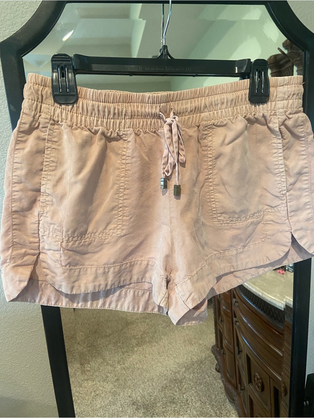 Light Peachy colored  Drawstring Cargo Shorts - Women's Casual Pocket Shorts